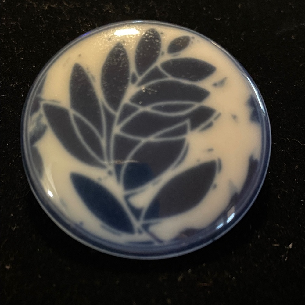 Dansk White Blue Floral brooch
